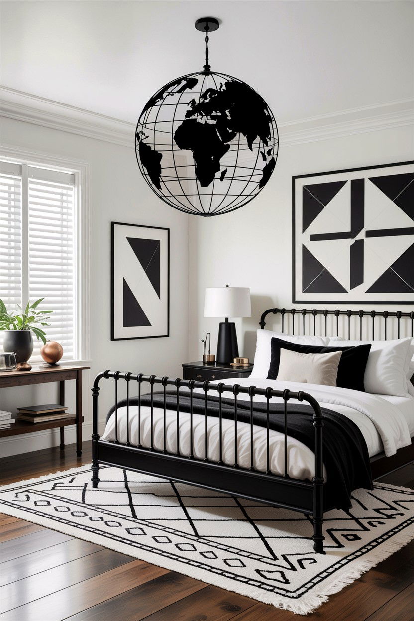 Black Metal Globe Pendant - 30 bedroom globes