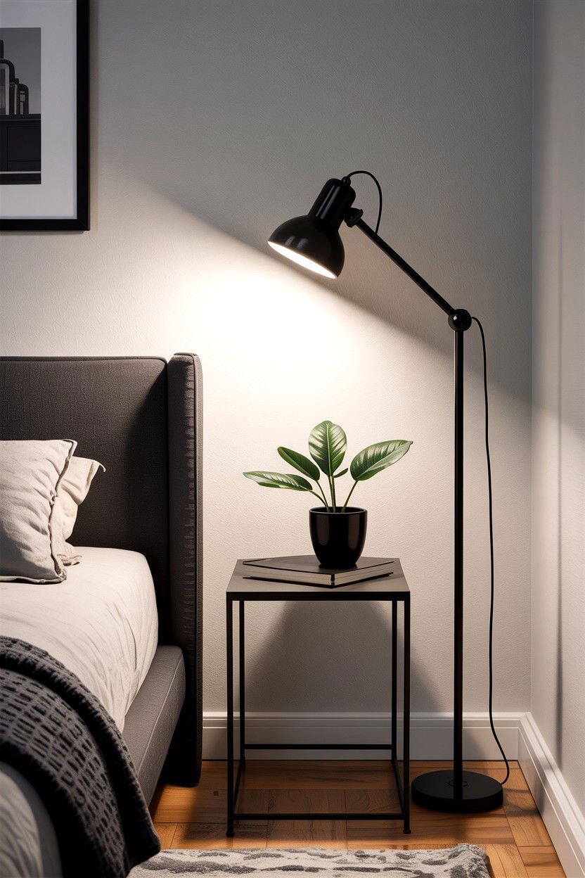 Black Metal Reading Lamp - 30 bedroom bedside lamps