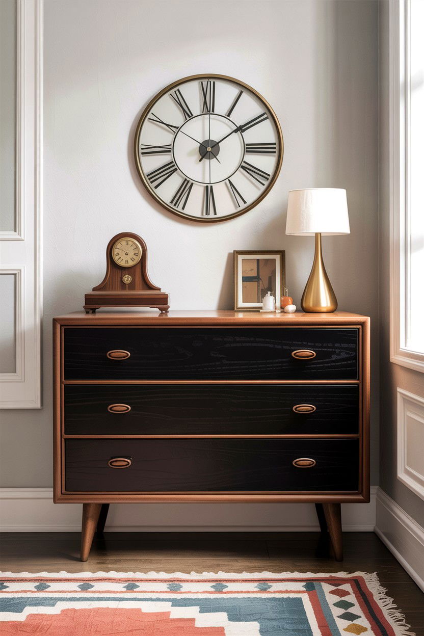 Black Mid Century Modern Dresser - 30 bedroom black furniture ideas
