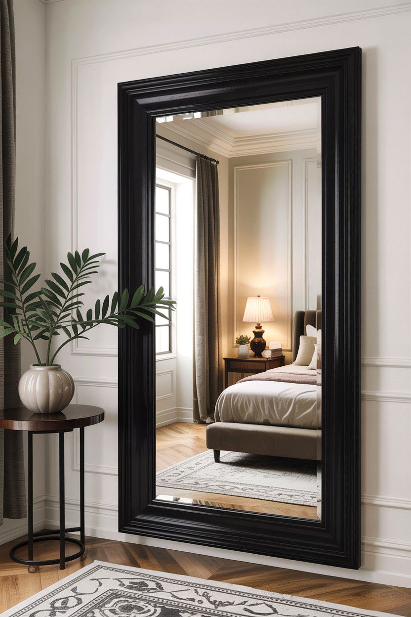 Black Mirror Frame - 30 bedroom black furniture ideas