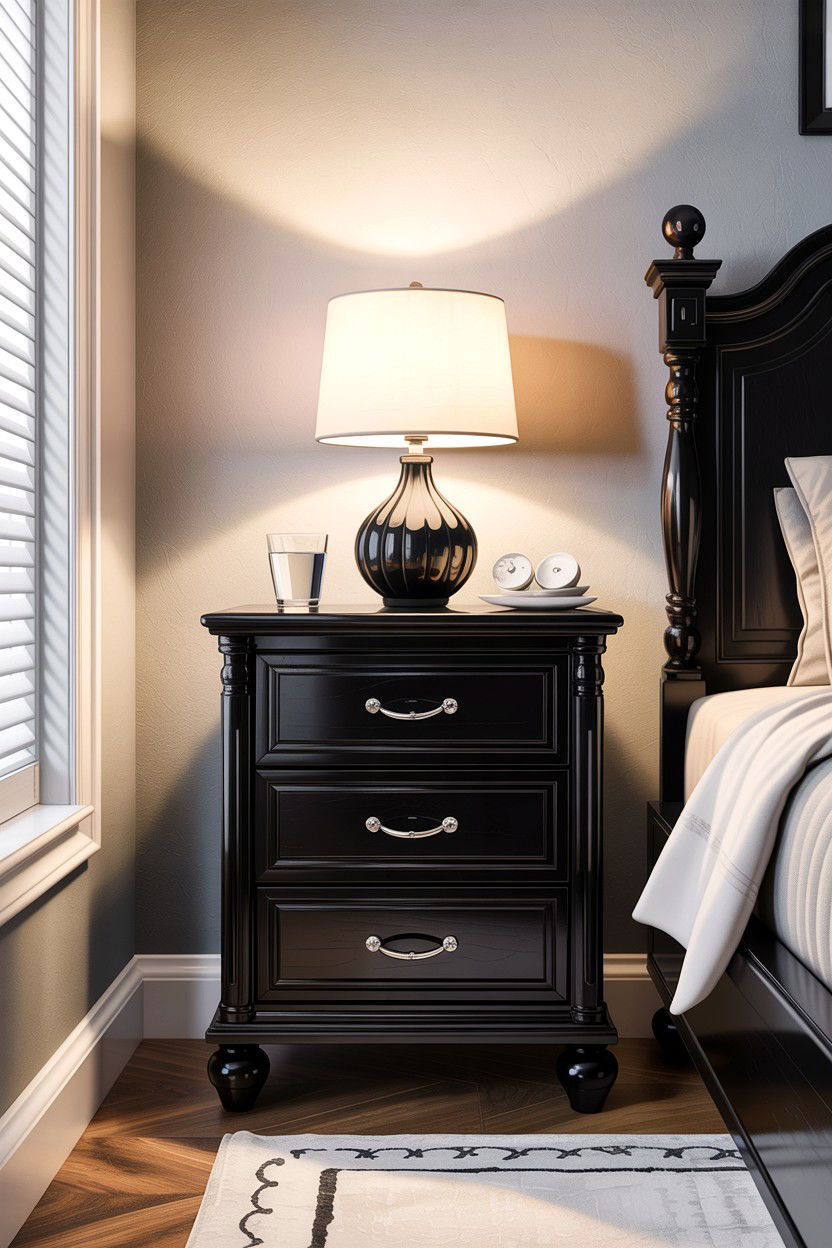 Black Nightstand With Drawers - 30 bedroom black furniture ideas