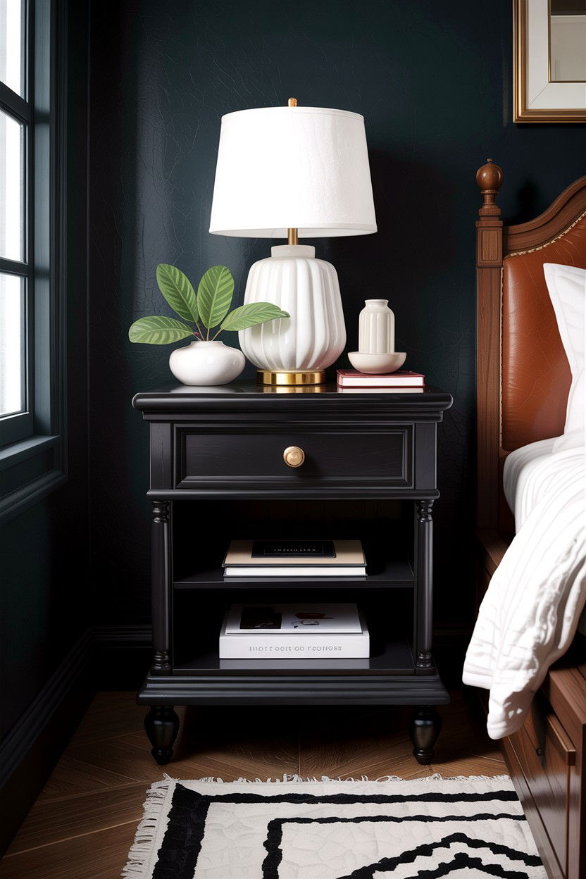 Black Nightstand - 30 bedroom nightstand ideas