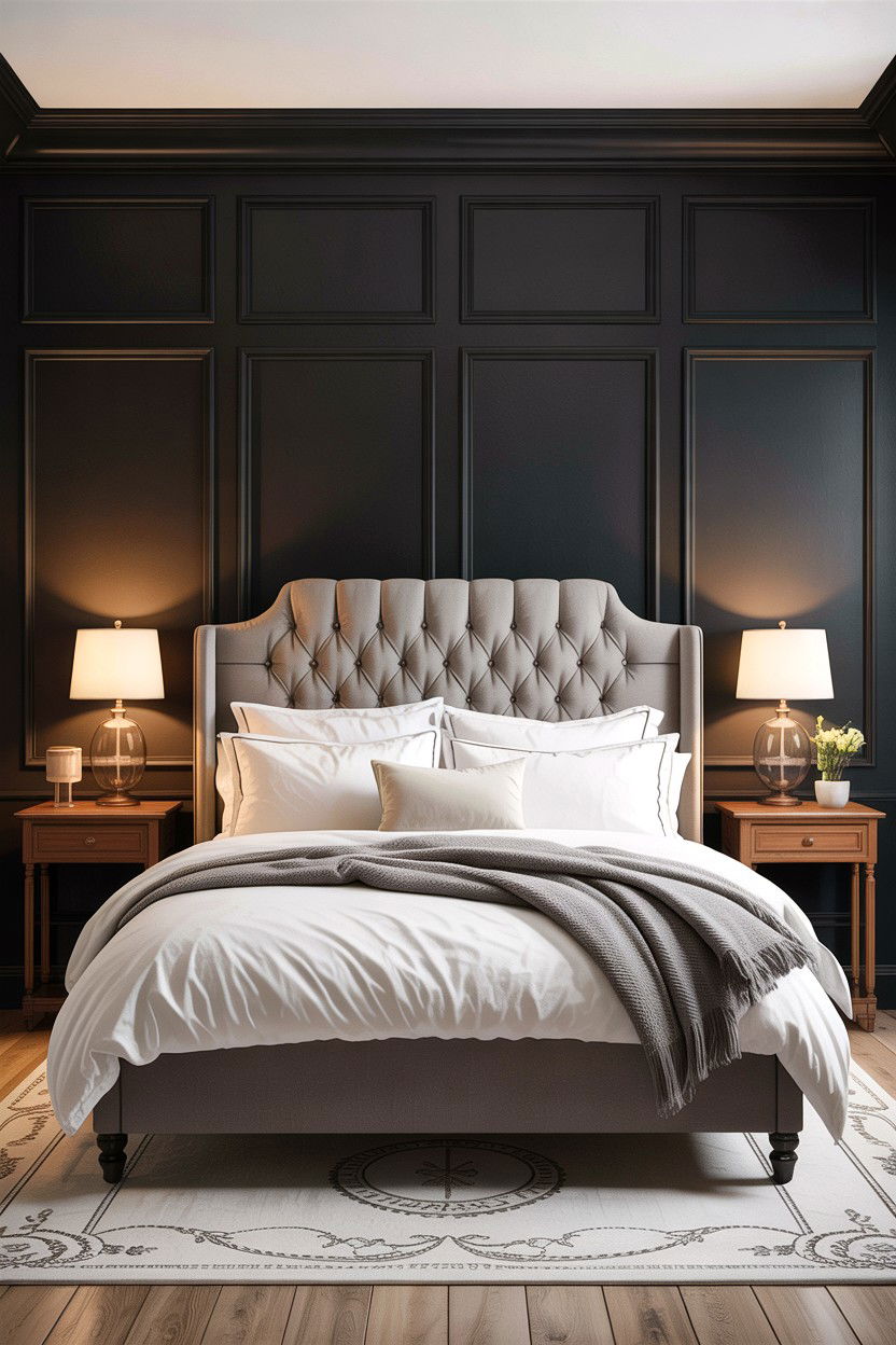 Black Paneled Wall Bedroom - 30 bedroom black walls