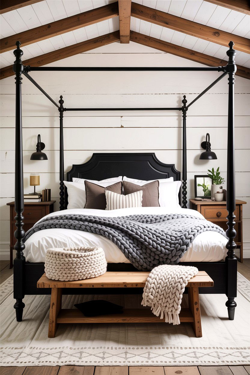 Black Scandinavian Farmhouse Bedroom - 30 scandinavian black bedroom ideas