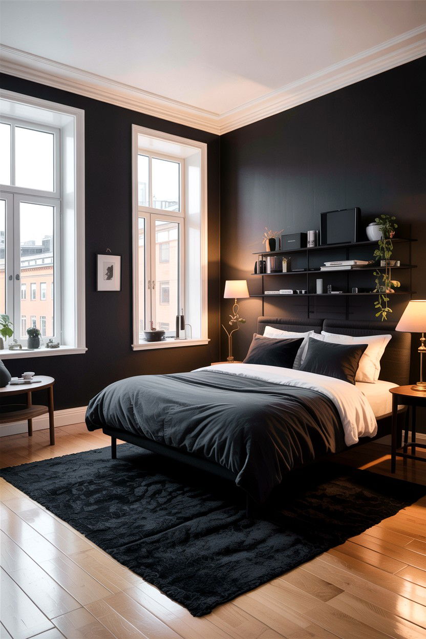 Black Scandinavian Studio Apartment - 30 scandinavian black bedroom ideas