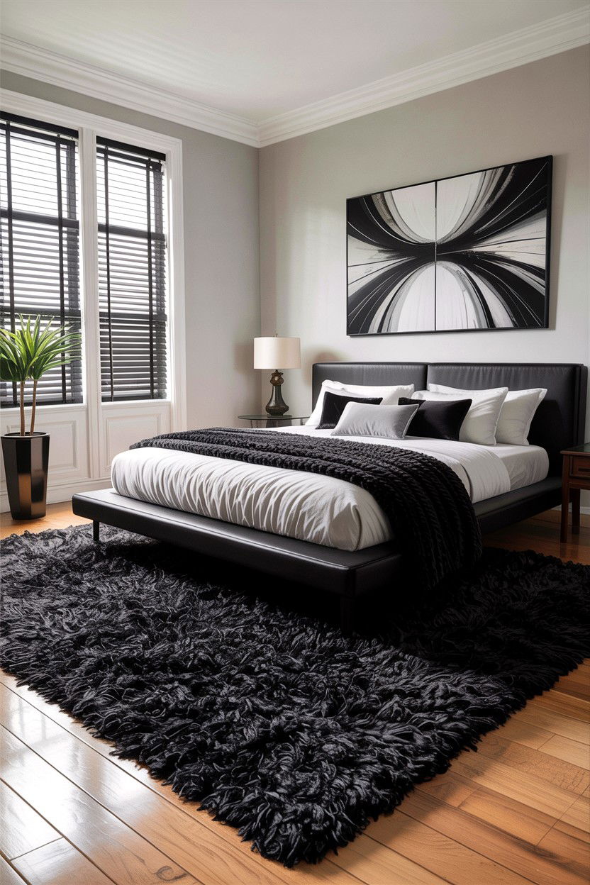 Black Shag Rug - 30 bedroom shag rugs