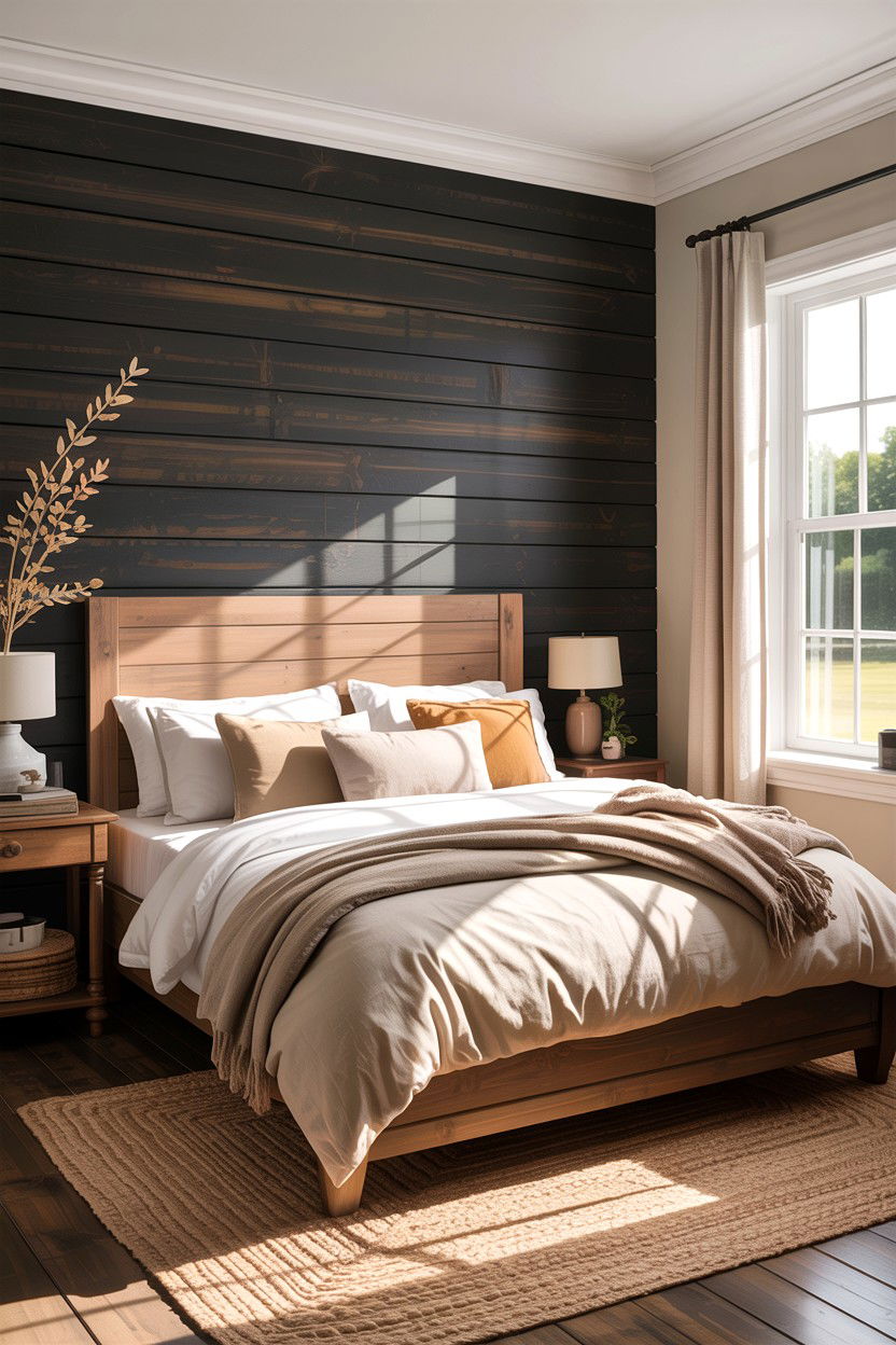 Black Shiplap Accent Wall - 30 bedroom black walls