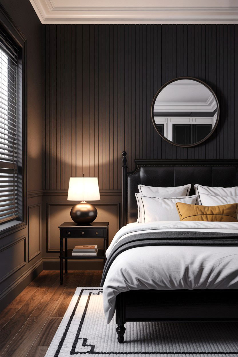 Black Slat Wall Bedroom - 30 bedroom wainscoting ideas