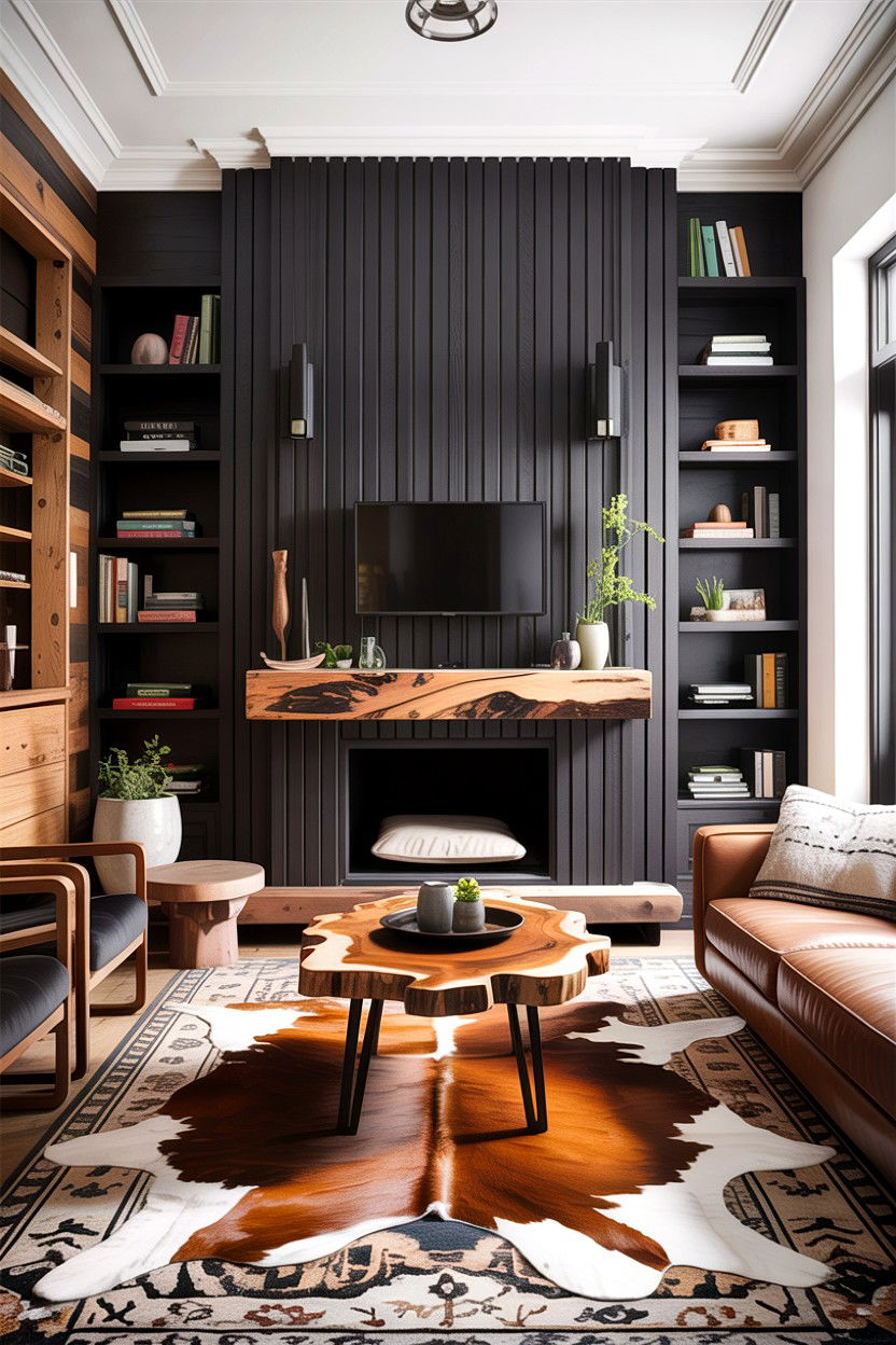 Black Slat Wall Living Room - 30 rustic black living room ideas
