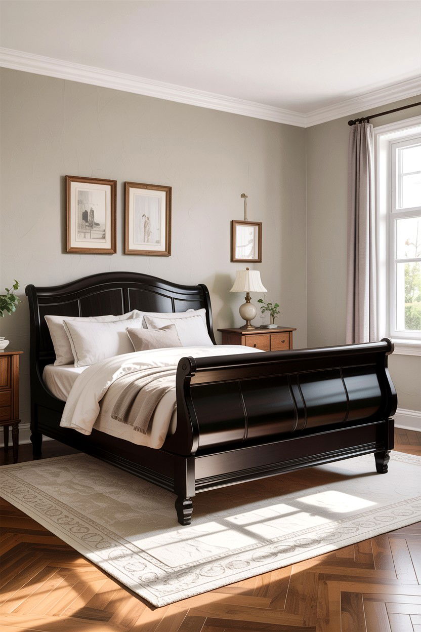 Black Sleigh Bed - 30 bedroom black furniture ideas