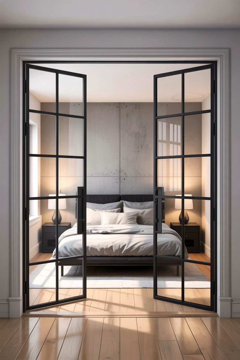 Black Steel Frame French Doors - 30 bedroom french doors