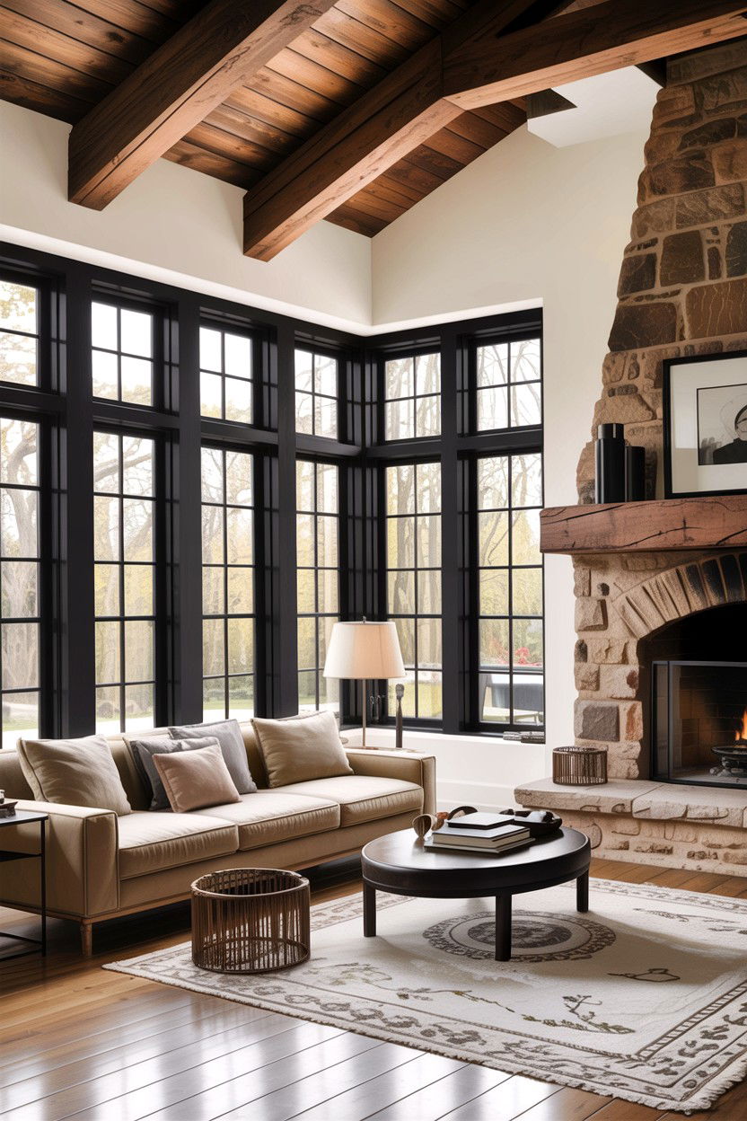 Black Window Frame Living Room - 30 rustic black living room ideas