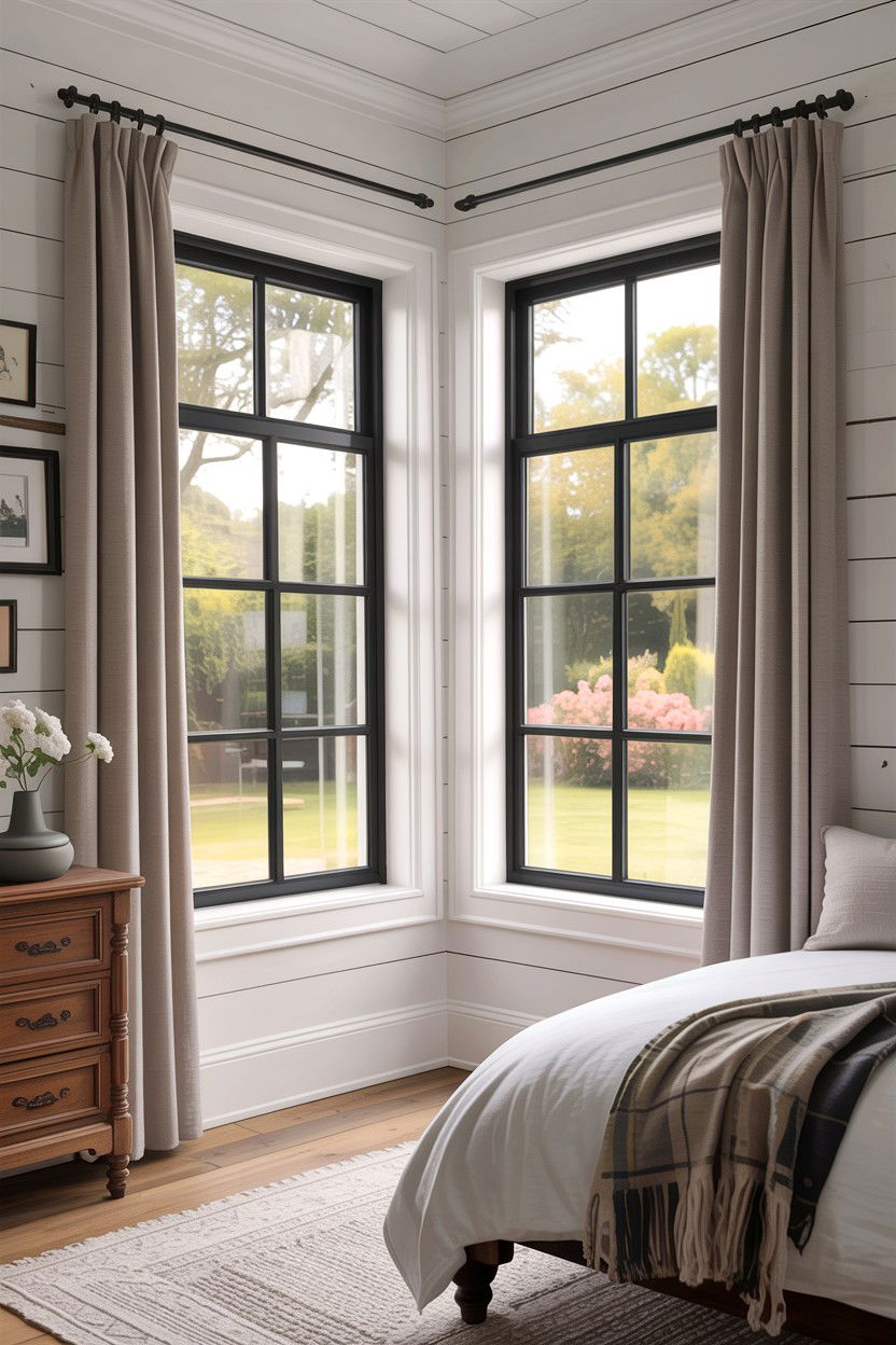 Black Window Frames - 30 fixer upper bedroom ideas
