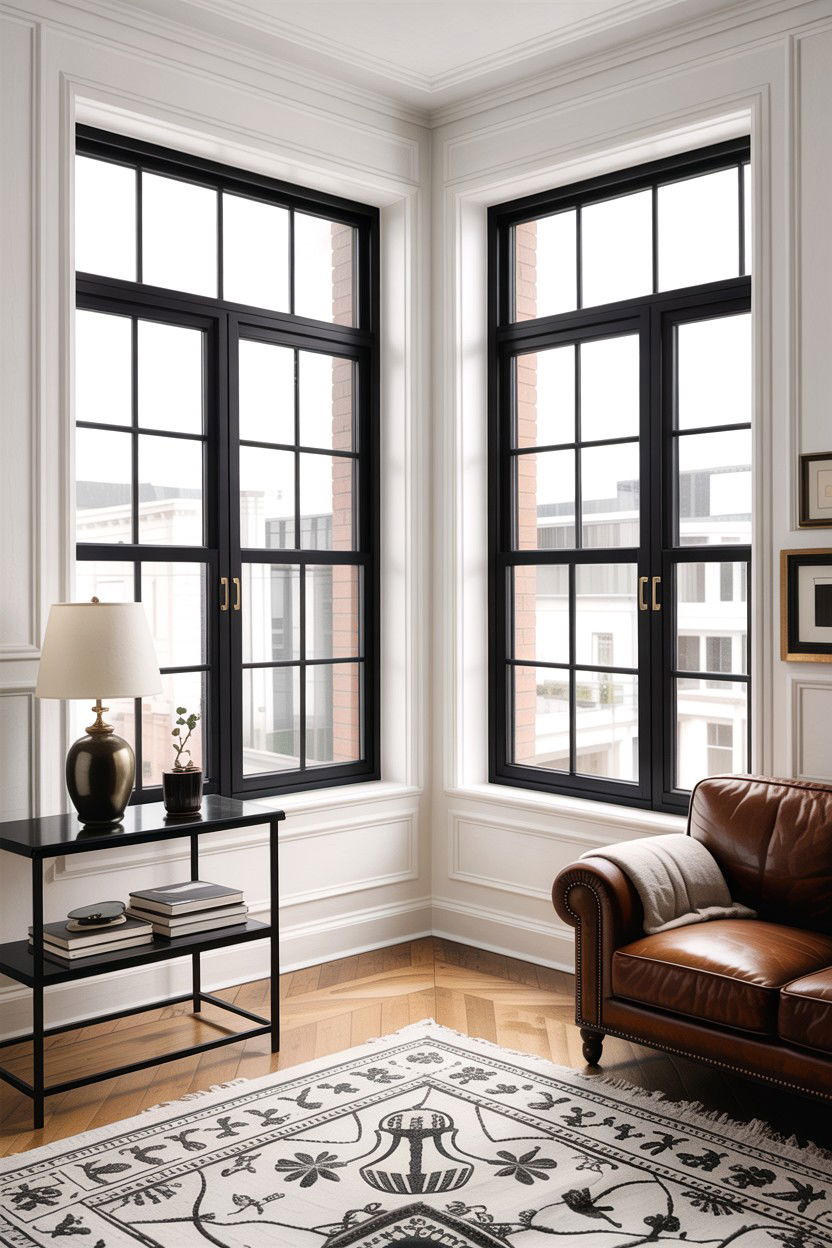 Black Window Frames - 30 fixer upper living room ideas