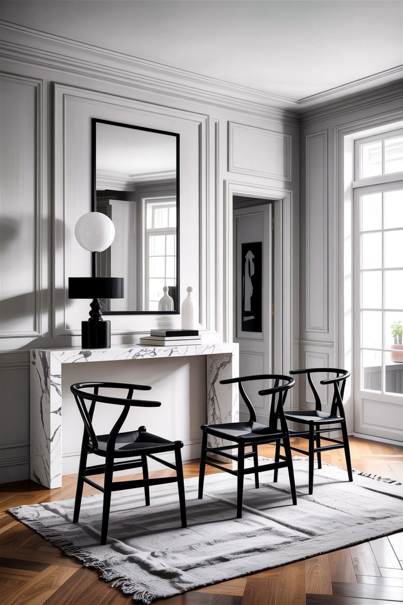 Black Wishbone Chair Modern Interior - 30 living room Wegner chair ideas