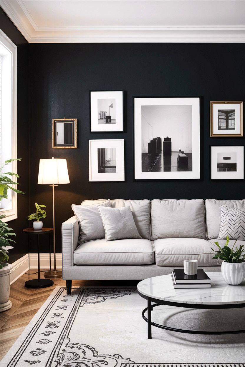 Black accent wall - 30 living room accent wall ideas