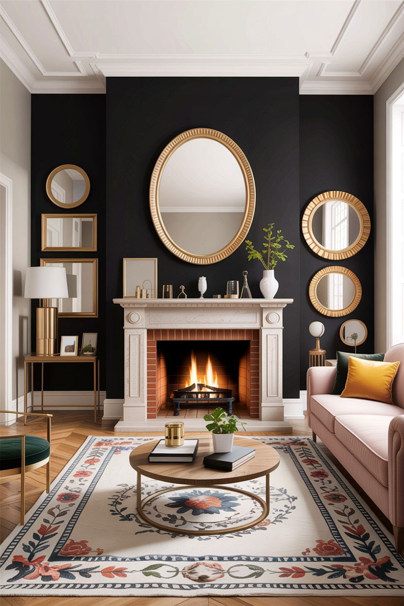 Black accent wall - 30 traditional black living room ideas