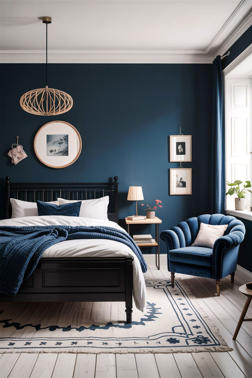 Black and Blue Scandinavian Bedroom - 30 scandinavian black bedroom ideas