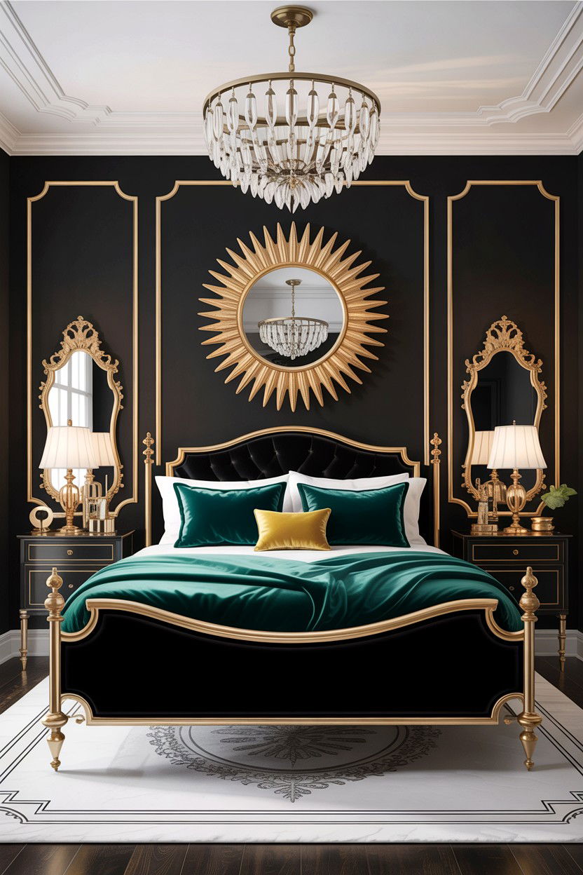 Black and Gold Bedroom - 30 bedroom black walls