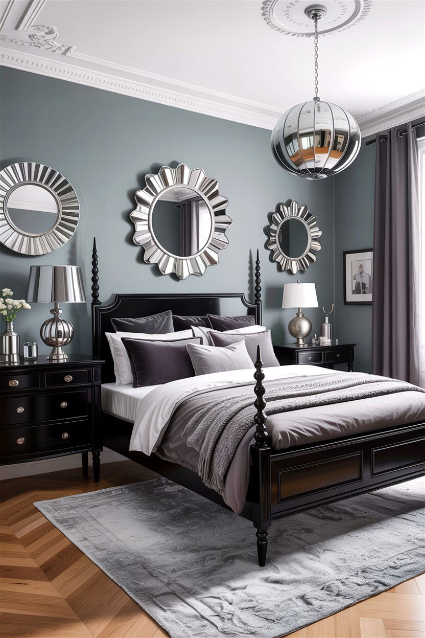 Black and Silver Nordic Bedroom - 30 scandinavian black bedroom ideas