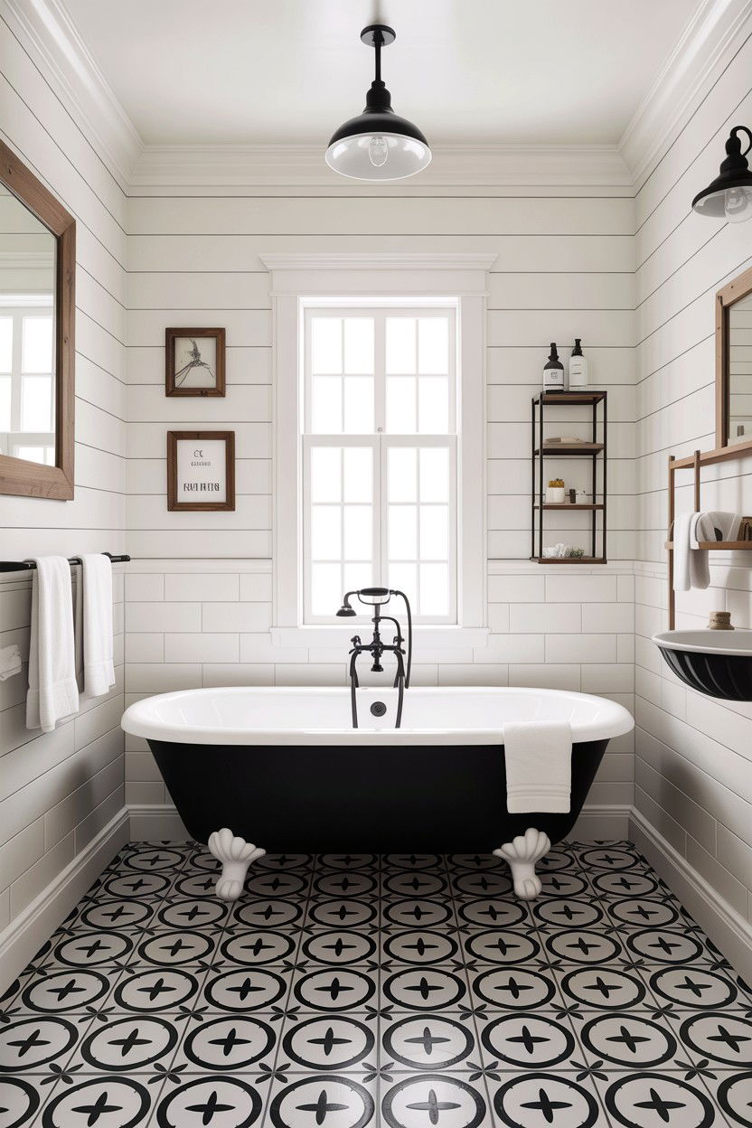 Black and White Country Bathroom - 30 country bathroom ideas