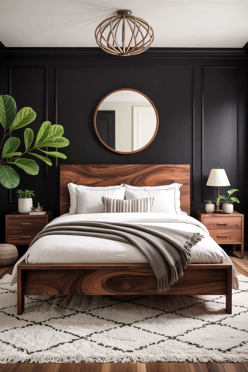 Black and Wood Bedroom - 30 bedroom black walls