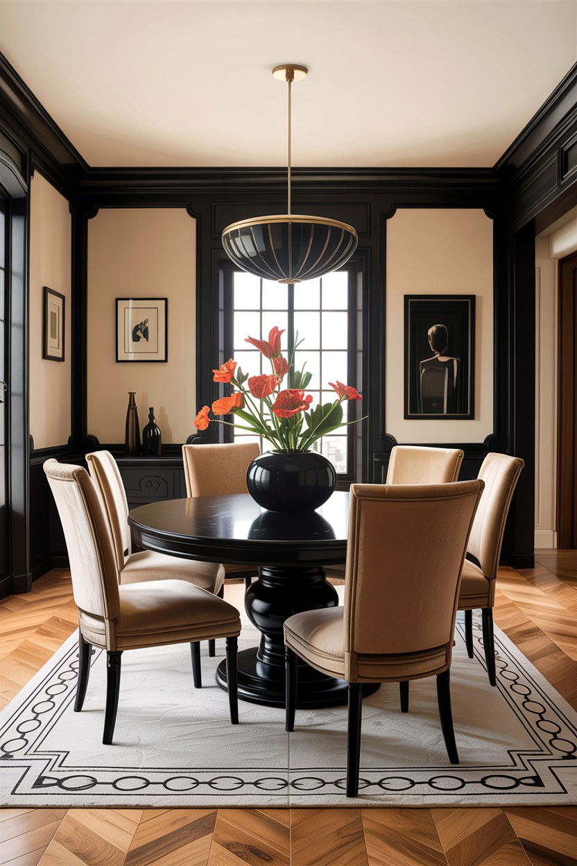 Black and beige dining room - 30 warm beige dining room ideas