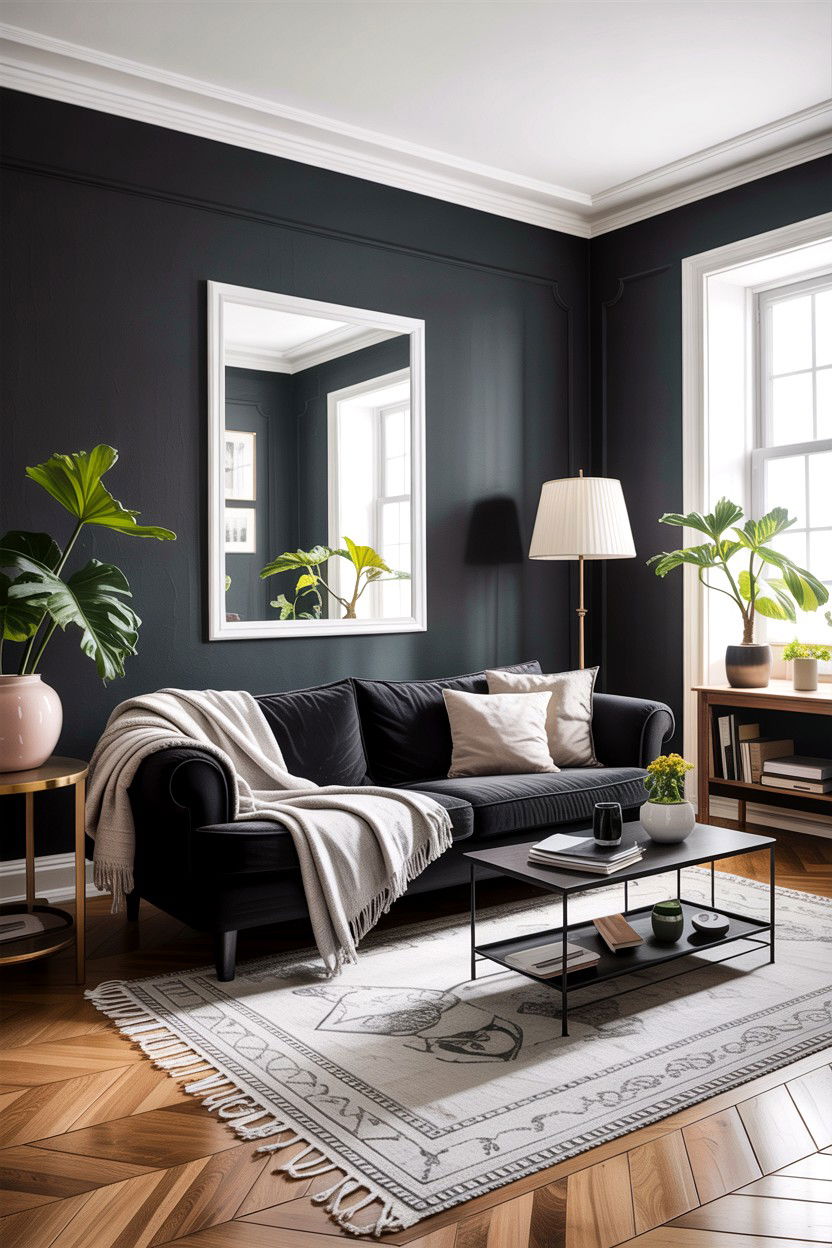 Black and grey decor - 30 traditional black living room ideas