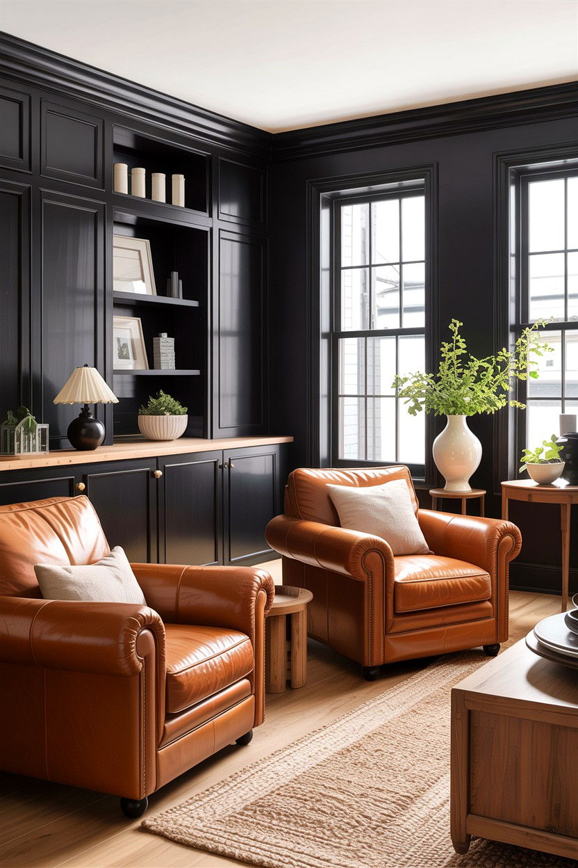 Black and tan decor - 30 traditional black living room ideas