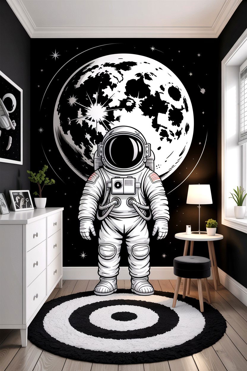 Black and white astronaut room - 30 astronaut bedroom ideas