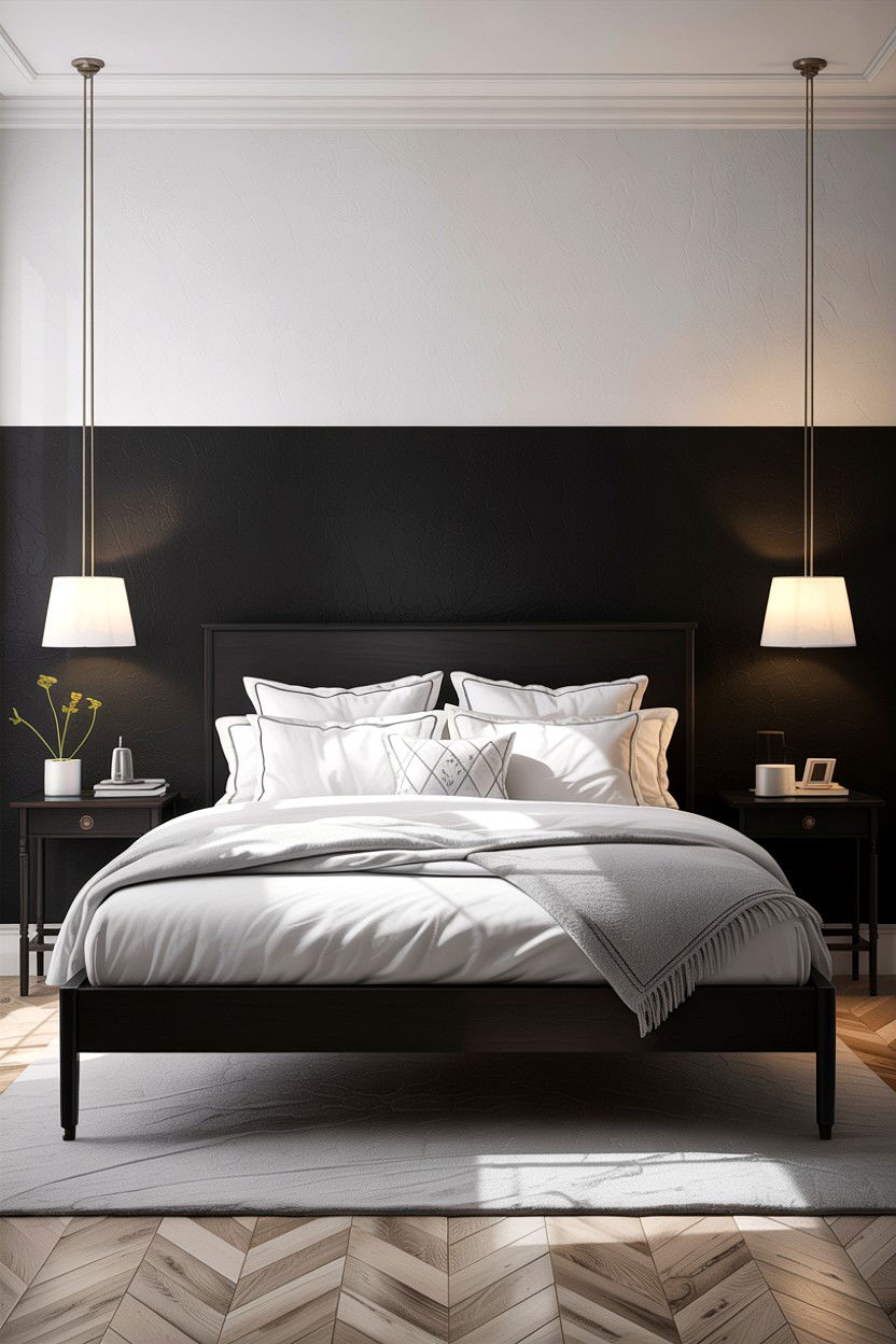 Black and white bedroom wall - 30 bedroom two tone walls