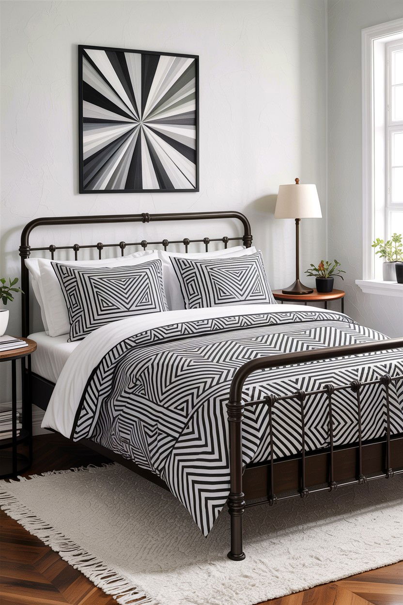Black and white geometric bedding set - 30 bedroom bedding sets