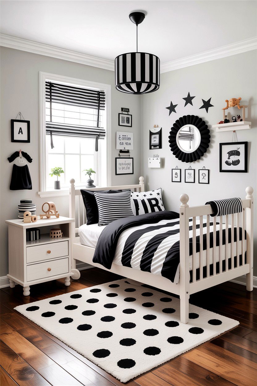 Black and white kids room - 30 kids bedroom ideas