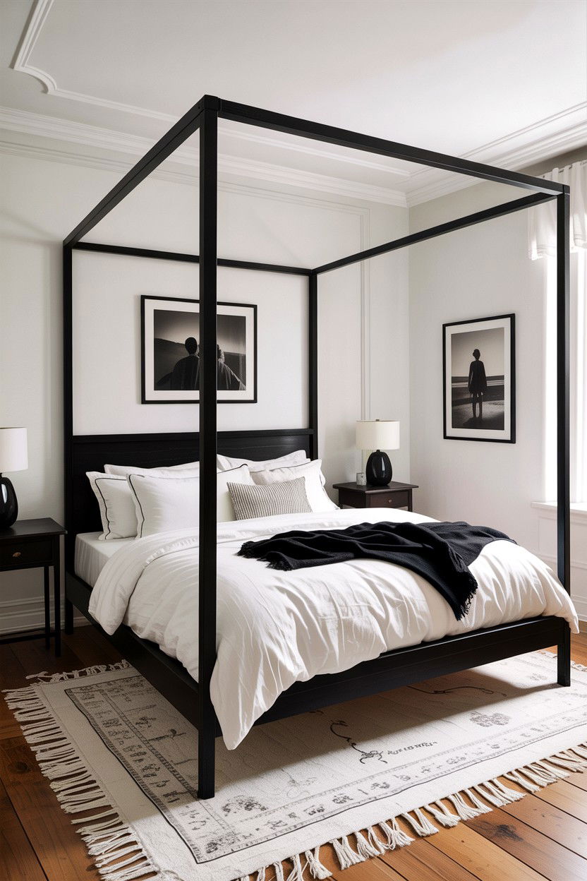 Black and white minimalist bedroom - 30 bedroom color schemes