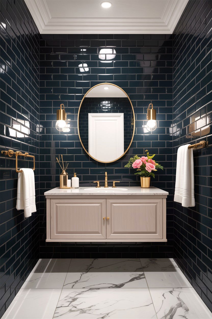 Black brick bathroom - 30 exposed brick bathroom ideas