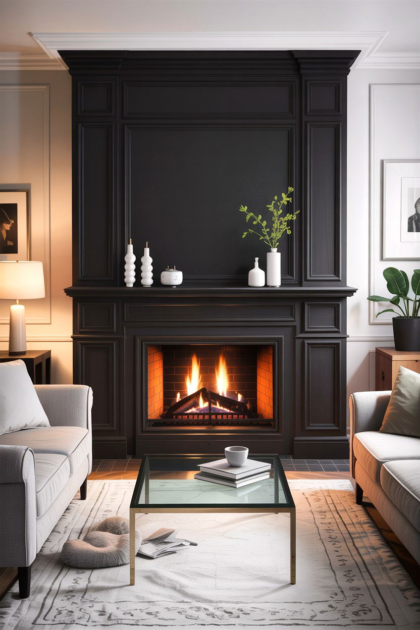 Black fireplace surround - 30 living room fireplace ideas