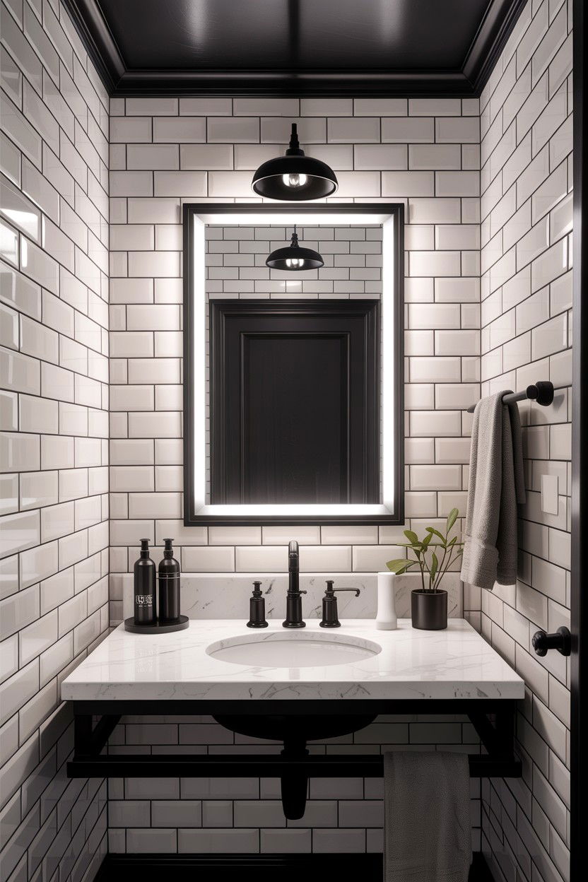 Black frame backlit mirror - 30 backlit bathroom mirror ideas