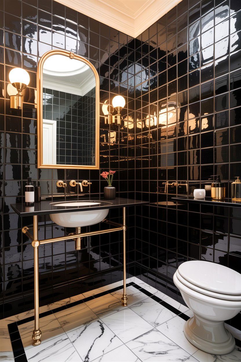 Black handmade tile bathroom - 30 handmade tile bathroom ideas