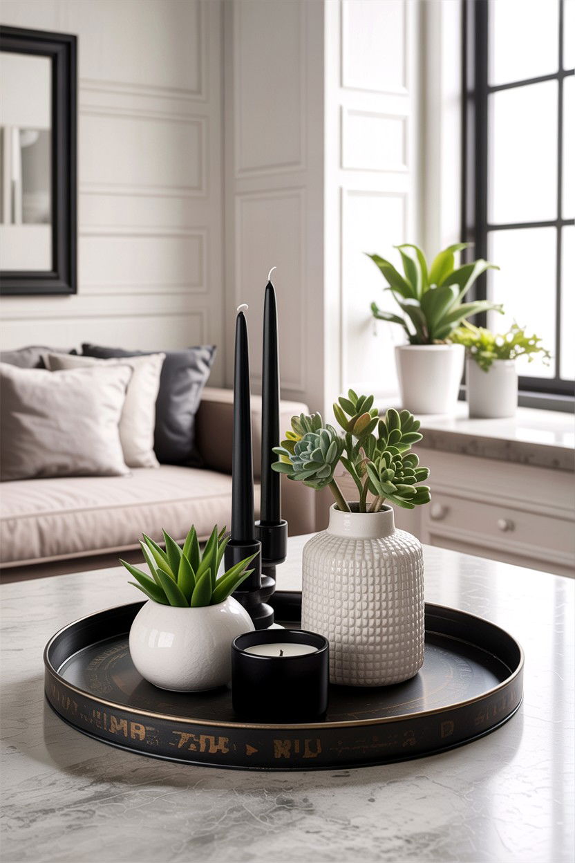 Black metal tray - 30 living room decorative trays