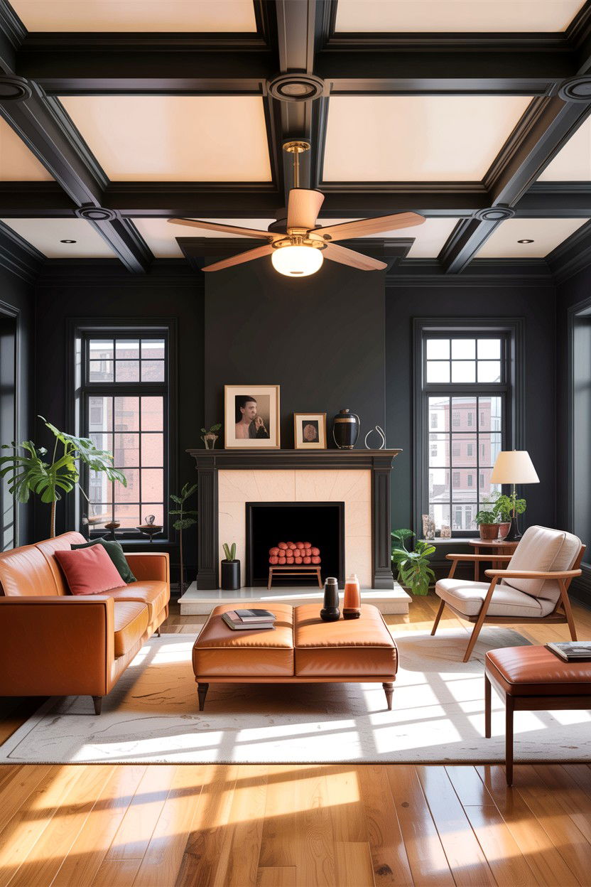 Black painted ceiling vents - 30 exposed ductwork living room ideas
