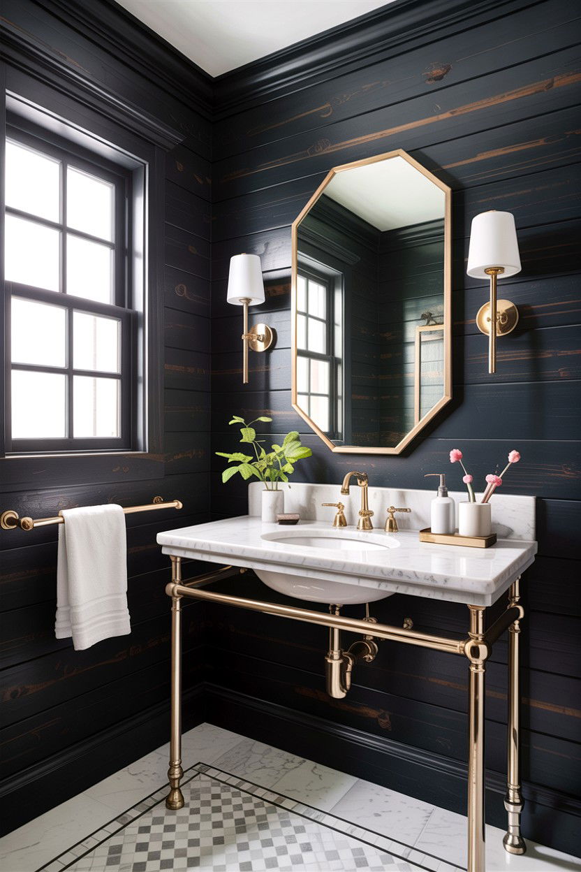 Black shiplap bathroom walls - 30 high contrast bathroom ideas