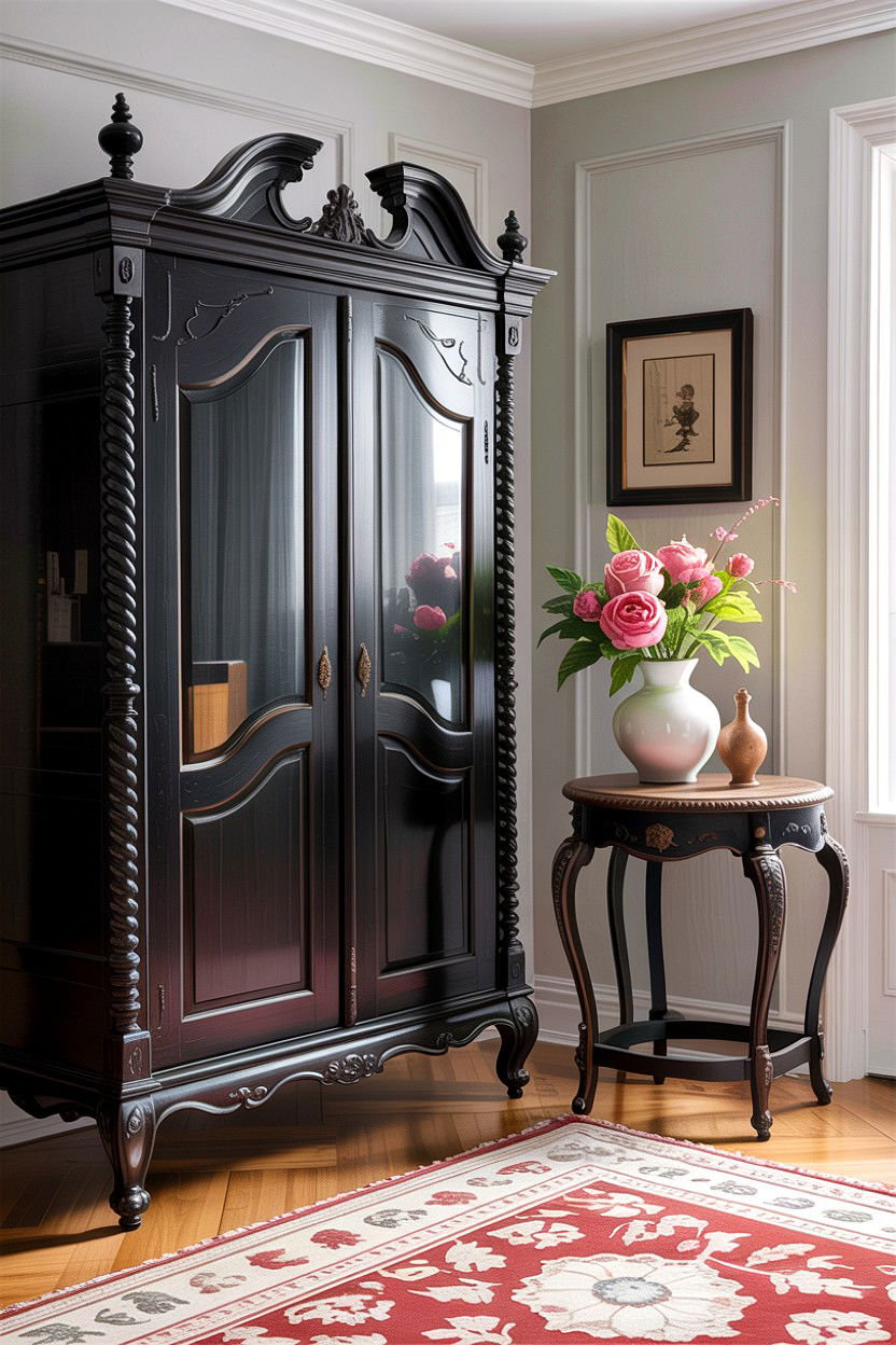 Black vintage furniture - 30 traditional black living room ideas