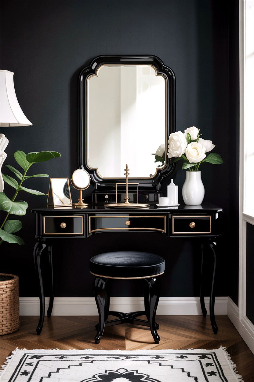 Black vintage vanity set - 30 bedroom vintage vanity ideas