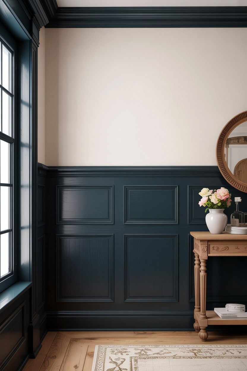 Black wainscoting - 30 traditional black living room ideas