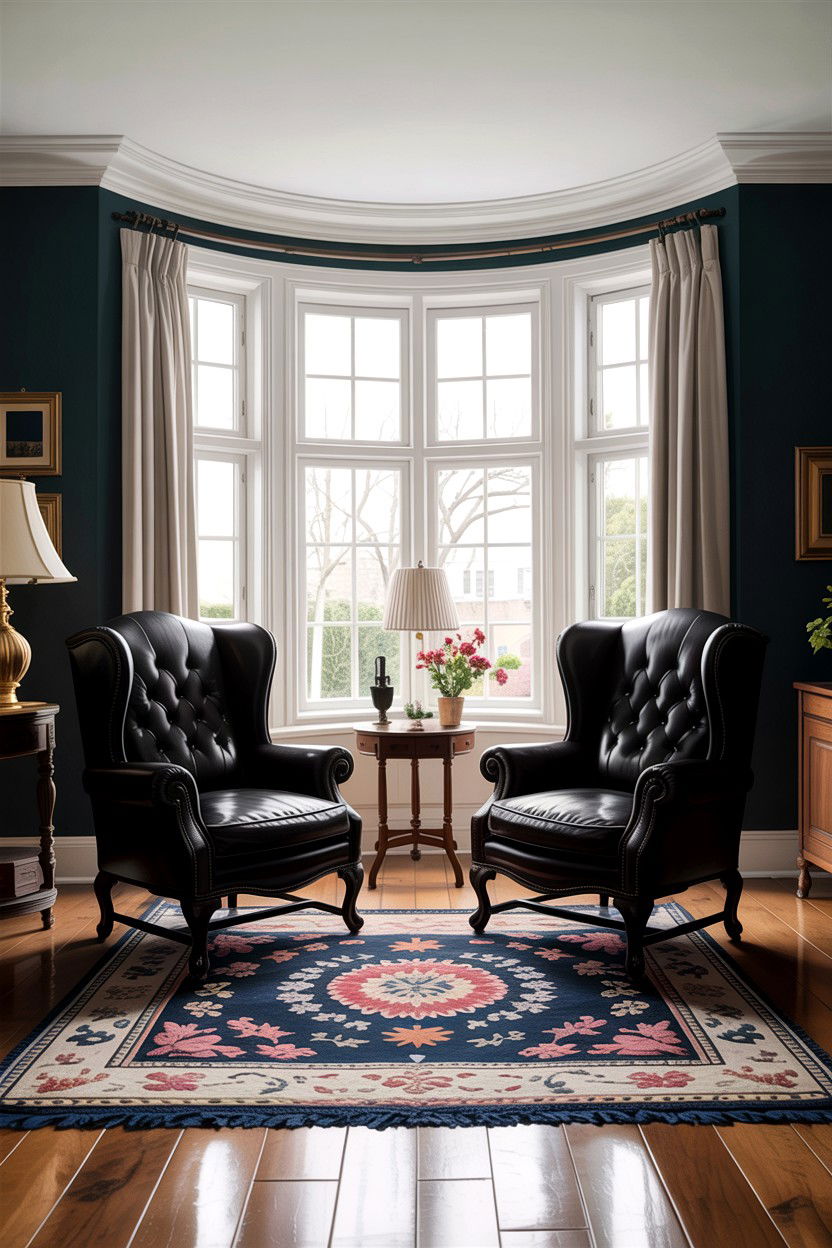 Black wingback chairs - 30 traditional black living room ideas