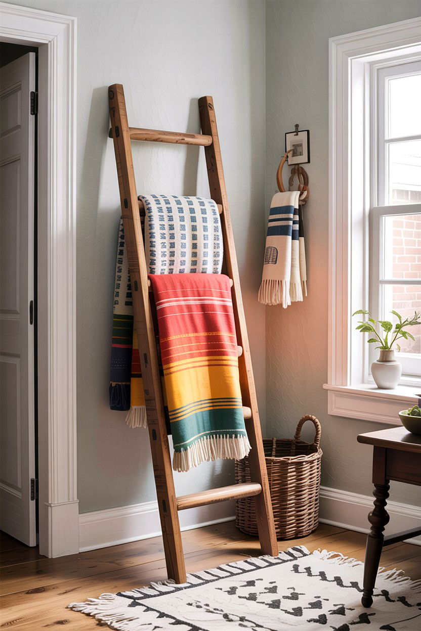 Blanket Ladder - 30 living room corner ideas