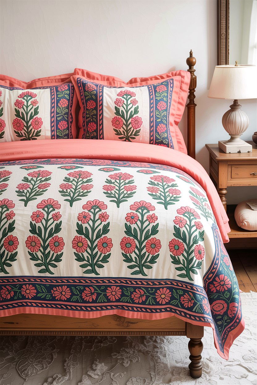 Block print bedding - 30 Indian bedroom ideas