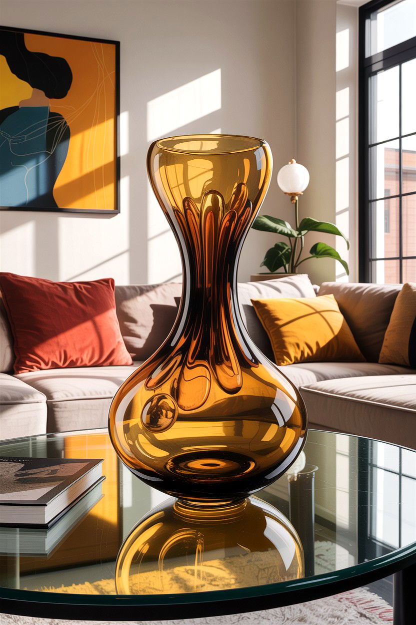 Blown glass vase - 30 handcrafted living room ideas