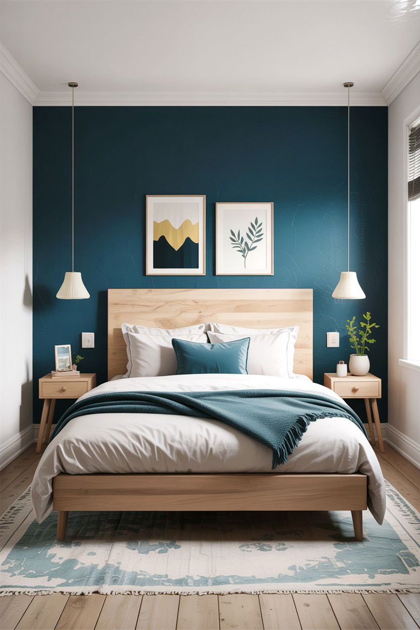 Blue Accent Wall Scandinavian Bedroom - 30 scandinavian blue bedroom ideas