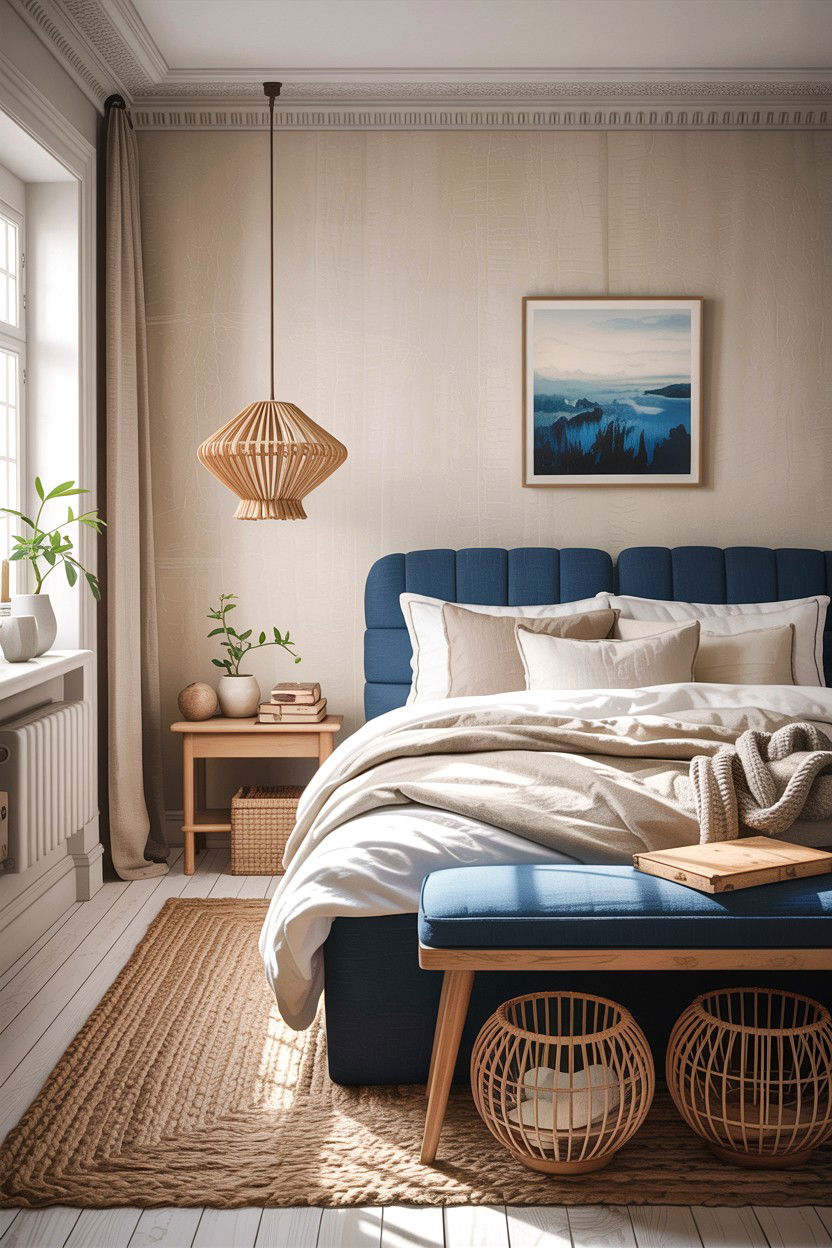 Blue And Beige Scandinavian Bedroom - 30 scandinavian blue bedroom ideas